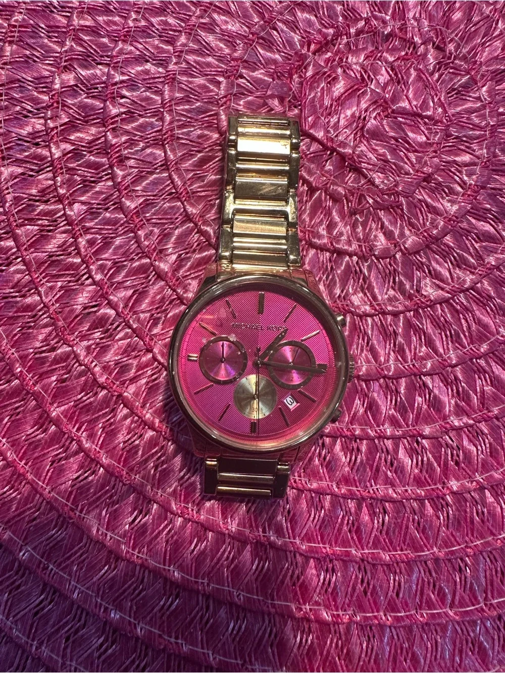 Michael Kors Gold and Pink Chronograph Bracelet Watch